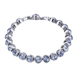 Браслет Теннис (кристаллы SW светлый сапфир 6мм; покрытие родий) 18-20см, Есть комплект