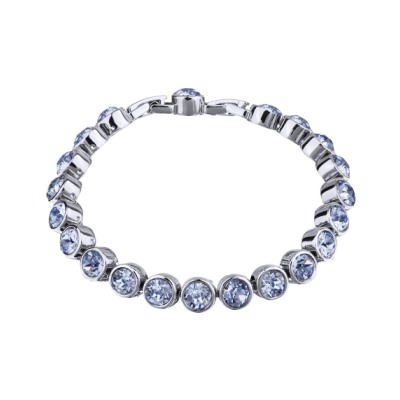 Браслет Теннис (кристаллы SW светлый сапфир 6мм; покрытие родий) 18-20см, Есть комплект