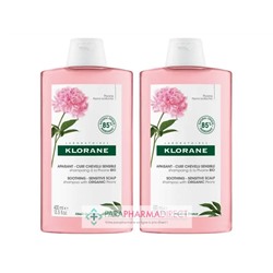 Klorane Pivoine Shampooing Apaisant - Cuir Chevelu Sensible 2x400 mlLot  × 2
