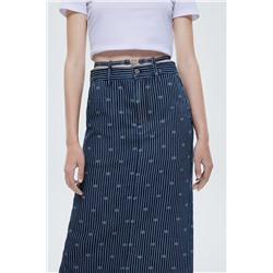 Falda midi de seda Azul noche