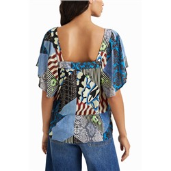 Blusa denim & patch digital