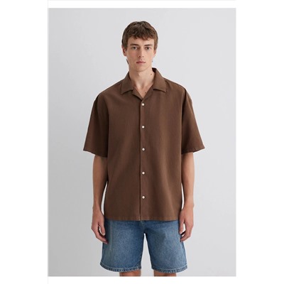 Mavi Kahverengi Gömlek Oversize / Geniş Kesim 0210679-89330