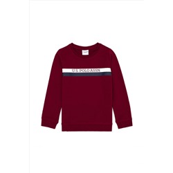 Çocuk Bordo Basic Bisiklet Yaka Sweatshirt