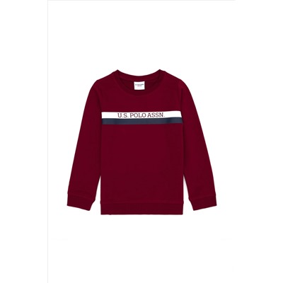 Çocuk Bordo Basic Bisiklet Yaka Sweatshirt