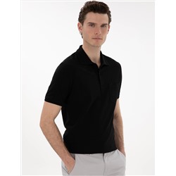 Siyah Regular Fit %100 Pamuk Polo Yaka Basic Tişört