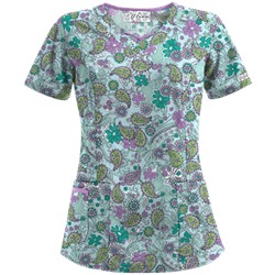 UA Perfect Paisley Pepperminty Print Scrub Top