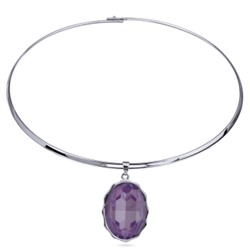 Колье Сияние (кристаллы SW пурпурные; покрытие родий) 42см, Есть комплект