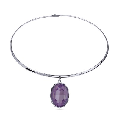 Колье Сияние (кристаллы SW пурпурные; покрытие родий) 42см, Есть комплект