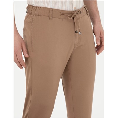 Kahverengi Slim Fit Beli Lastikli İpli Kanvas Pantolon