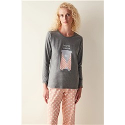 Penti Awake Uzun Kollu Gri Pijama Set PNVZ5EE823SK-GR64