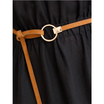 Платье с цельнокроеным рукавом изо льна с вискозой