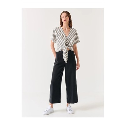Jimmy Key Siyah Loose Dokuma Pantolon 23SP010077