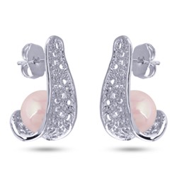 Серьги (Майорка 10мм холодно-розовый; покрытие родий), Есть комплект