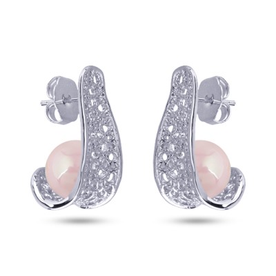 Серьги (Майорка 10мм холодно-розовый; покрытие родий), Есть комплект