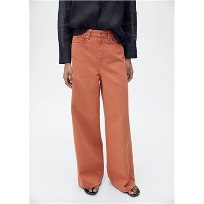 Jeans wide leg tiro alto