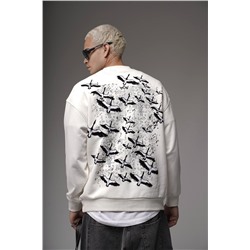 Свитшот  журавли БЕЛЫЙ