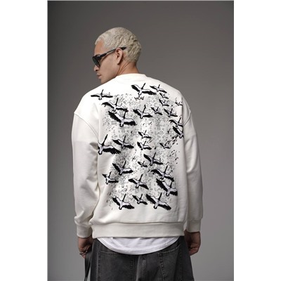 Свитшот  журавли БЕЛЫЙ