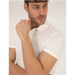 Beyaz Slim Fit Polo Yaka Basic Tişört