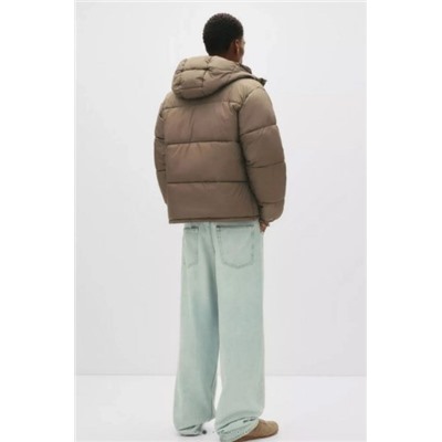 Мужская простая стеганая куртка с капюшоном PULL&BEA*R