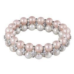 Браслет Вальс (Майорка 7мм белая, светло-сиреневая, фианит; покрытие родий), Есть комплект