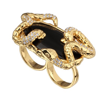 Кольцо Змея (кристаллы SW белые; покрытие золото), Есть комплект