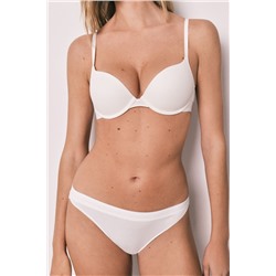 Braga clásica algodón canalé blanca