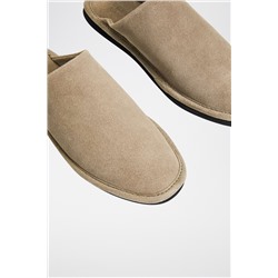 Zapatillas de casa forradas de nobuk Beige