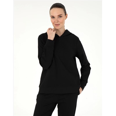 Siyah Oversize Kapüşonlu Sweatshirt