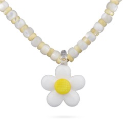 Колье Букет (перламурт, муранское стекло белое, желтое; покрытие золото), Есть комплект