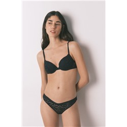 Braga clásica encaje cintura "V" negra