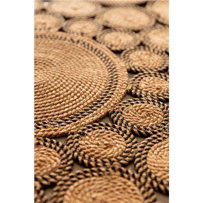 Alsace Yuvarlak Eklemeli Kilim - Naturel/Siyah - 120 cm