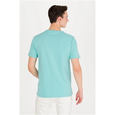 Erkek Mint Basic Bisiklet Yaka Tişört