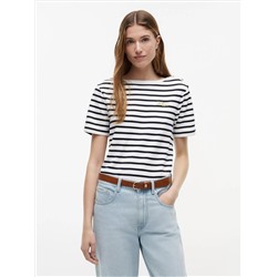 Gold-Button Cotton Interlock T-Shirt