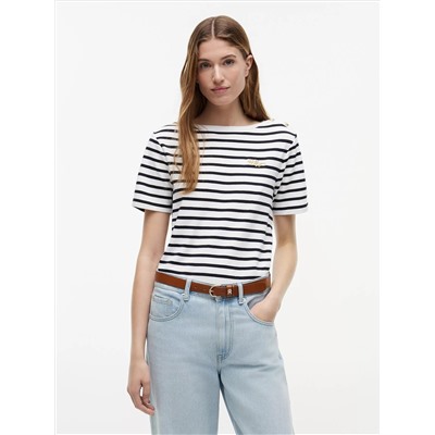 Gold-Button Cotton Interlock T-Shirt