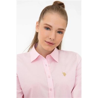 Kadın Pembe Uzun Kollu Basic Gömlek