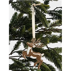 Игрушка елочная, 8 см, металл, золотистая, Прыгающий олень, New year