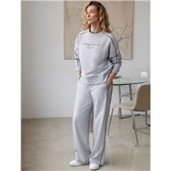 Свитшот с лампасами и разрезами из эластичного футера двухнитки без начеса