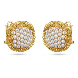 Серьги (Майорка белая; покрытие золото), Есть комплект