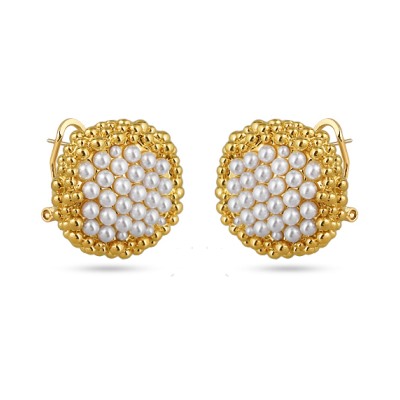 Серьги (Майорка белая; покрытие золото), Есть комплект