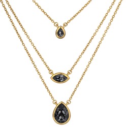 Колье Эйва (кристаллы SW темно-серые; покрытие золото) 47см, Есть комплект