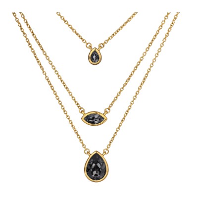 Колье Эйва (кристаллы SW темно-серые; покрытие золото) 47см, Есть комплект