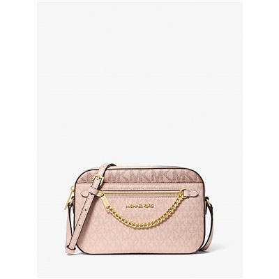 Michael Kors Outlet Jet Set Large Metallic Signature Logo Crossbody Bag