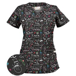 UA Deck The Halls Black Print Scrub Top