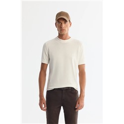 Avva, Erkek Ekru Yarım Balıkçı Yaka Kısa Kollu Triko T-shirt B005025