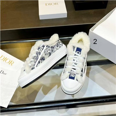 Женские кеды Dio*r Walk’*n на толстой подошве с мехом внутри