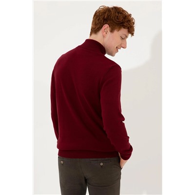 Erkek Bordo Basic Triko Hırka