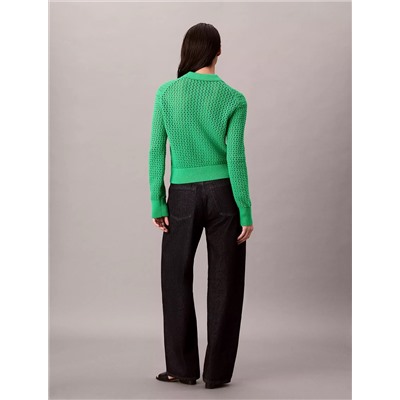 Open Stitch Polo Sweater