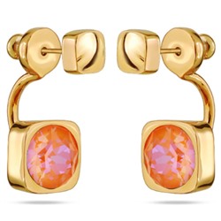 Серьги Теннис (кристаллы SW оранжевые 8мм; покрытие золото), Есть комплект