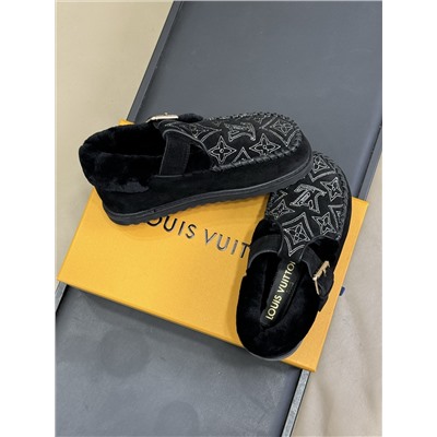 Лоферы люкс натуральная  замша натуральный мех