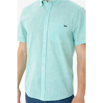 Erkek Mint Kısa Kollu Gömlek